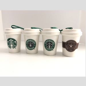 Set of 4 Starbucks Ornaments w/ mermaid logo